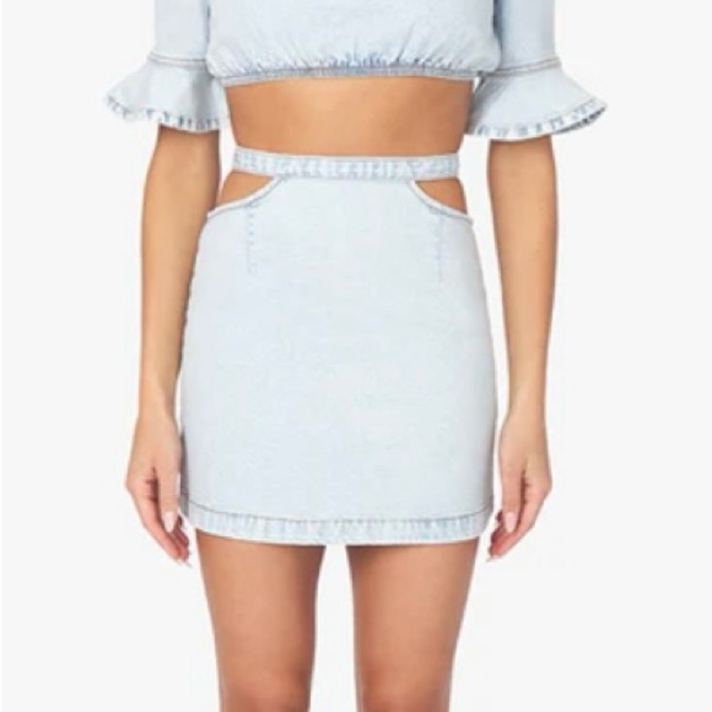 We Wore What cutout denim skirt